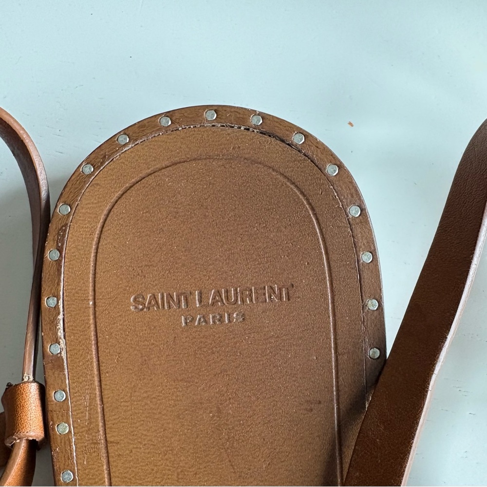 Saint Laurent Brown Gladiator Sandals with Leather Straps